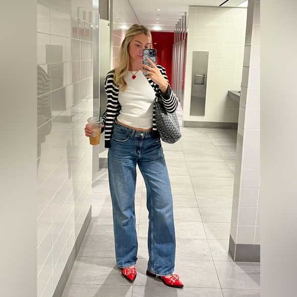 STEVE MADDEN Red & Silver Buckle Patent Leather Ganni Pointed Toe Flat Shoes 8 - Picture 9 of 16